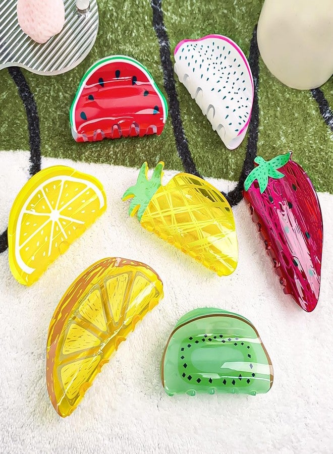Ynxee Fruit Print Hair Claws Non Slip 3.8" Medium Hair Claws Clips Cute Vivid Color Women Girls Hair Accessories, Lemon Shape - Image 3